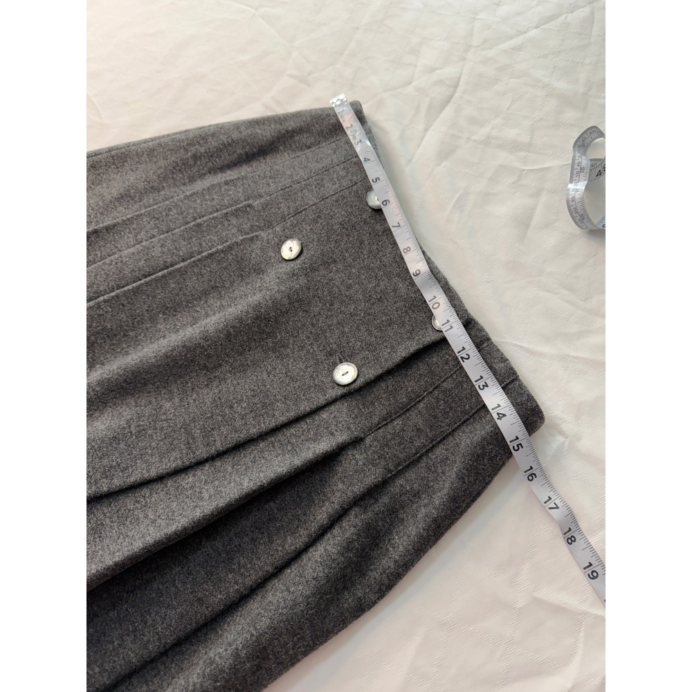 VTG 90s Limited 100% Wool Gray Pleated Mini Skirt True Wrap Double Breasted 8 - Picture 5 of 6